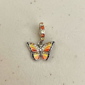 Orange Butterfly Bejeweled Bracelet Charm